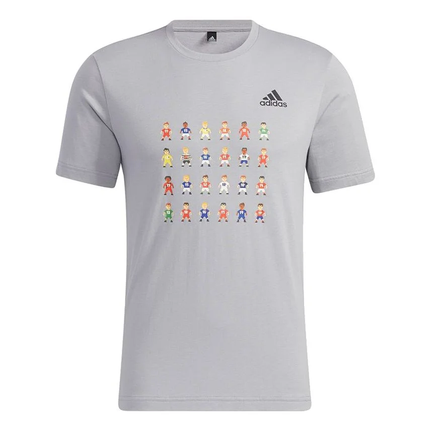 adidas 8-Bit Tee Printing Sports Short Sleeve Gray GL1998 - 1