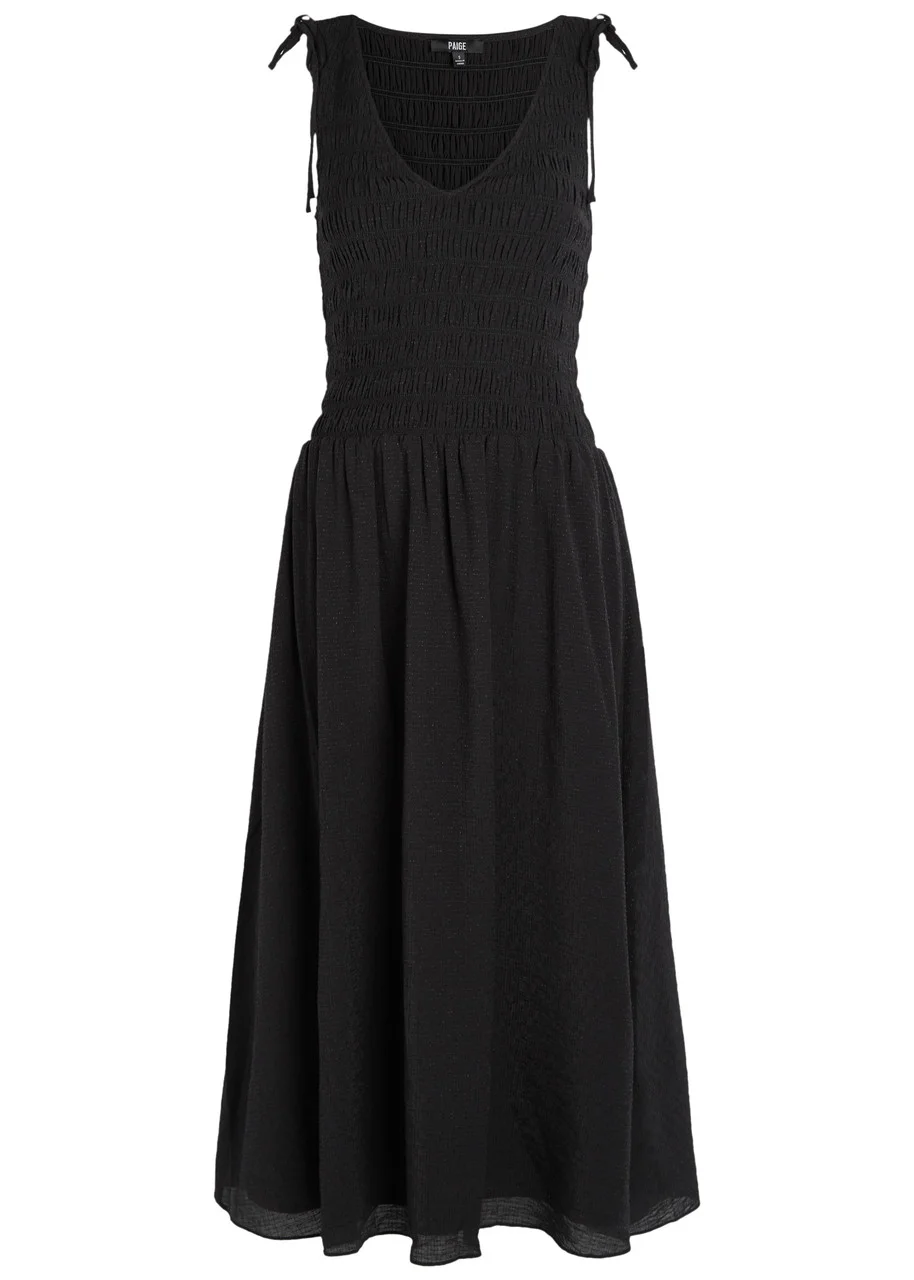 Paige Sebestian Shirred Woven Midi Dress - 1