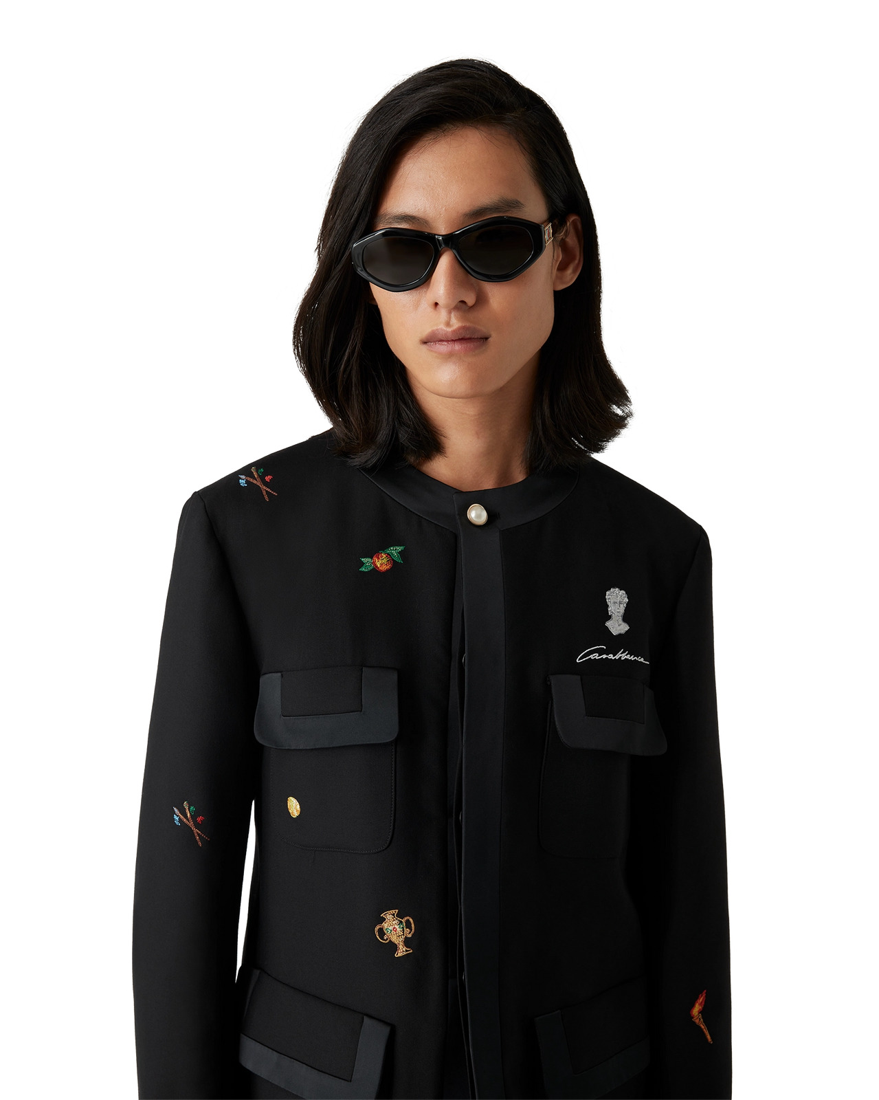 Embroidered Motif Wool Tailored Jacket | Casablanca Paris - 5