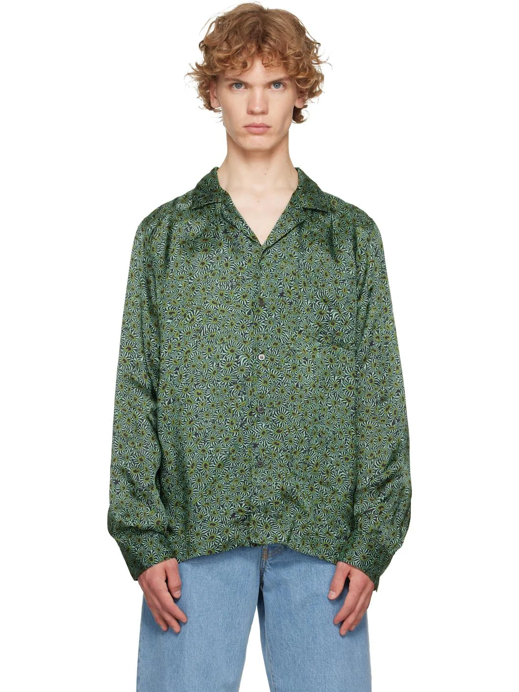 Green Viscose Twill Shirt - 1