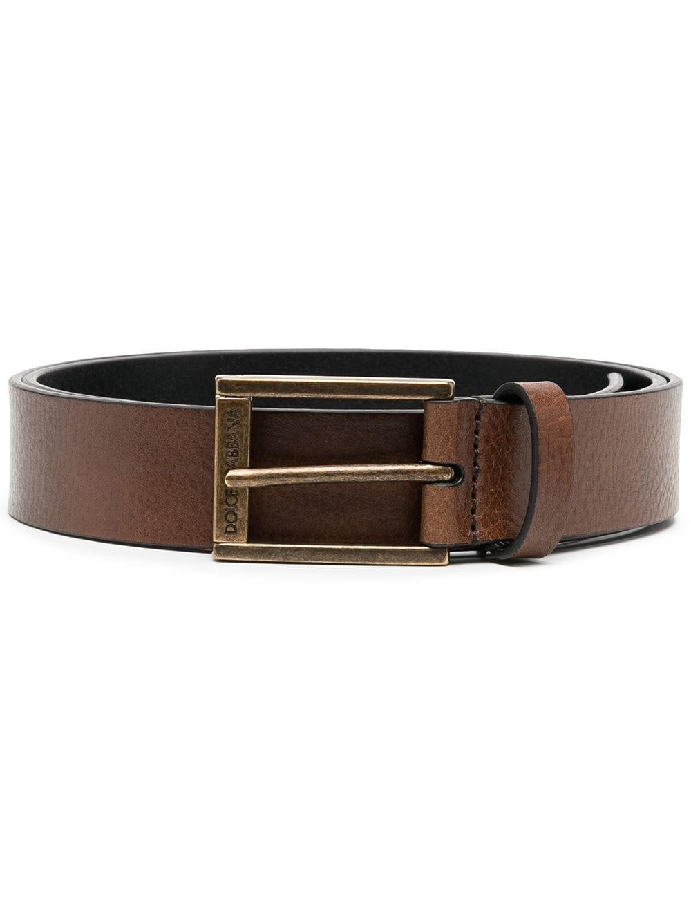 grained leather buckle belt - 1