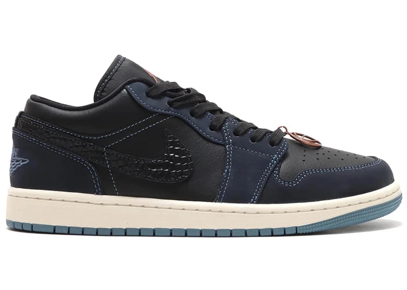 Jordan 1 Low SE Black Dark Obsidian Snakeskin (Women's) - 1
