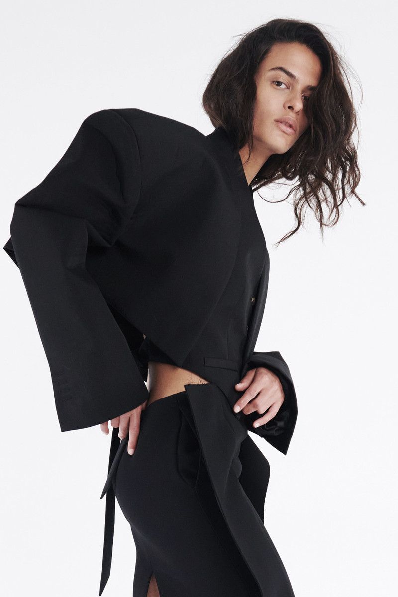 A.W.A.K.E. MODE CROPPED TUXEDO JACKET BLACK outlook