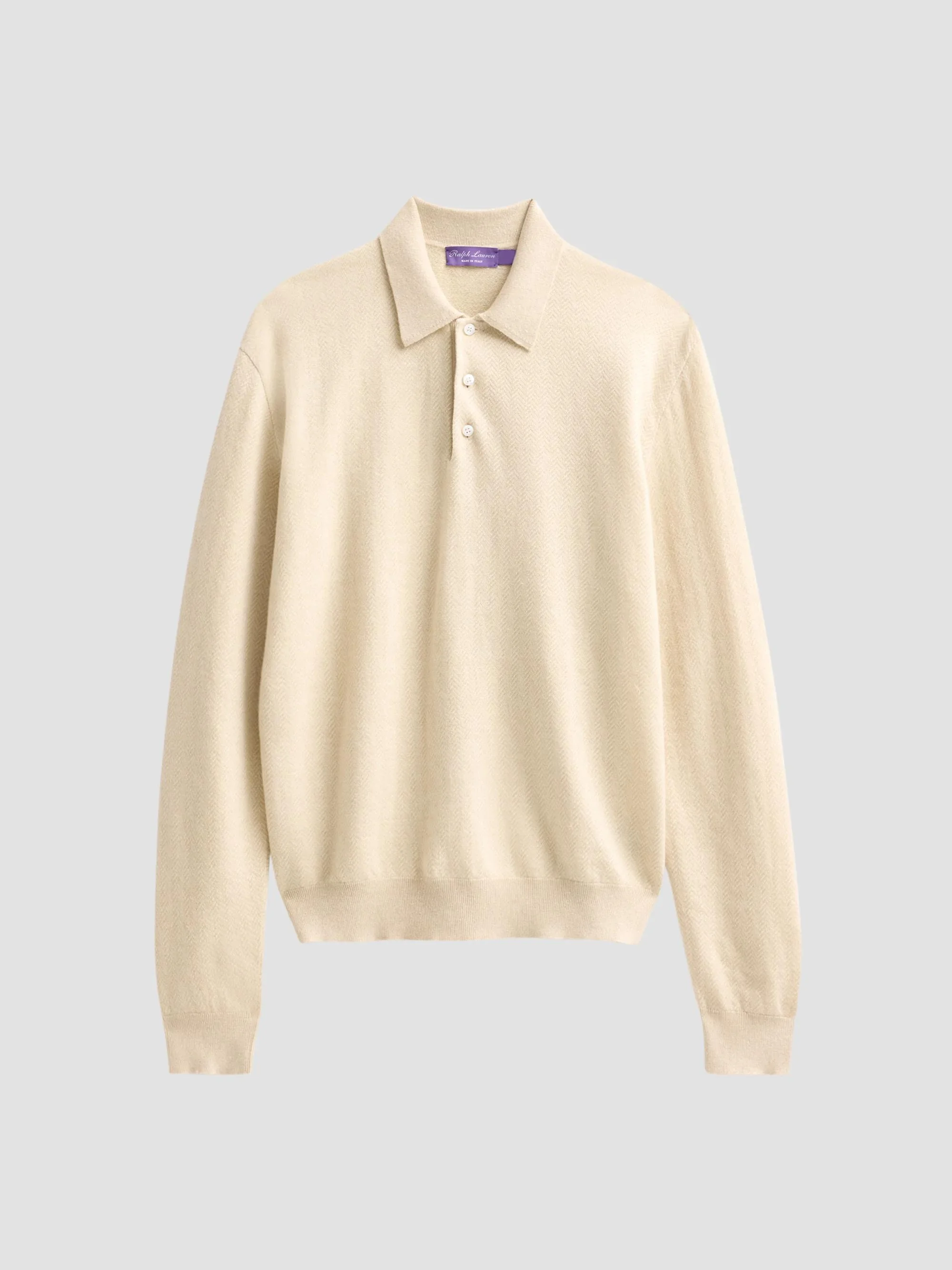 Men's Warm Weather Long-Sleeve Polo Shirt - Natural - 1