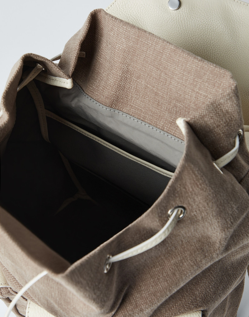 Canvas and grained calfskin leisure backpack 5