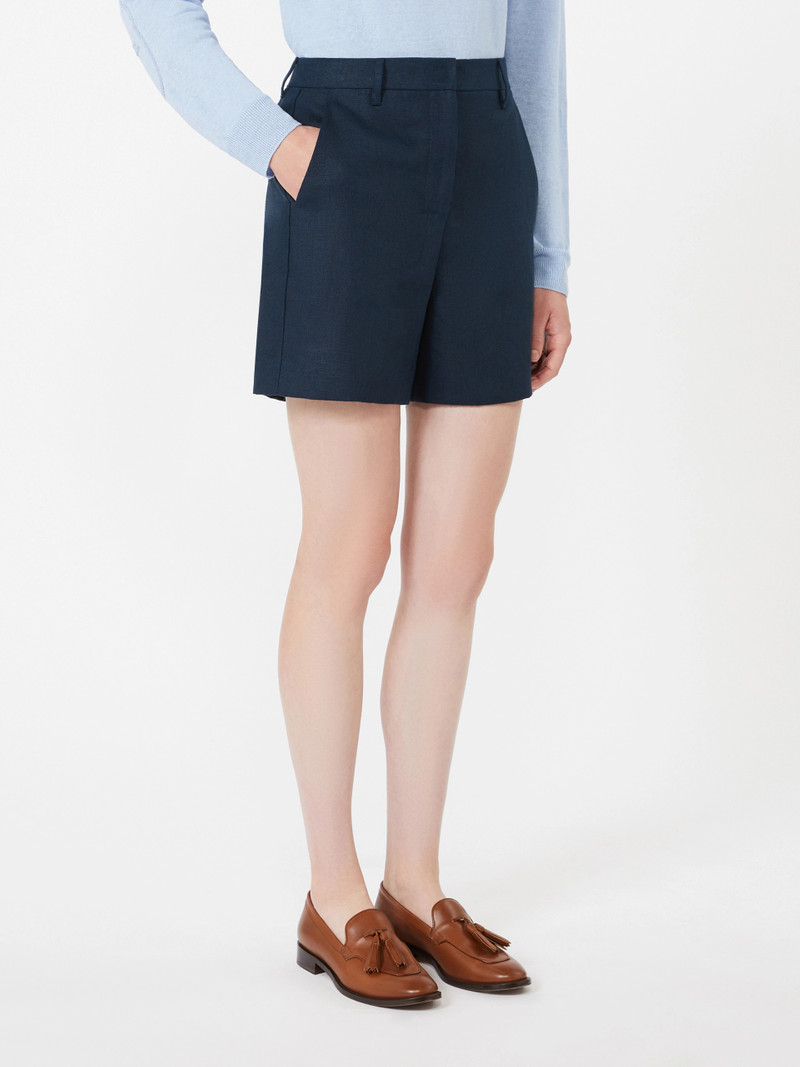 PARTY Linen basketweave shorts - MIDNIGHTBLUE 3