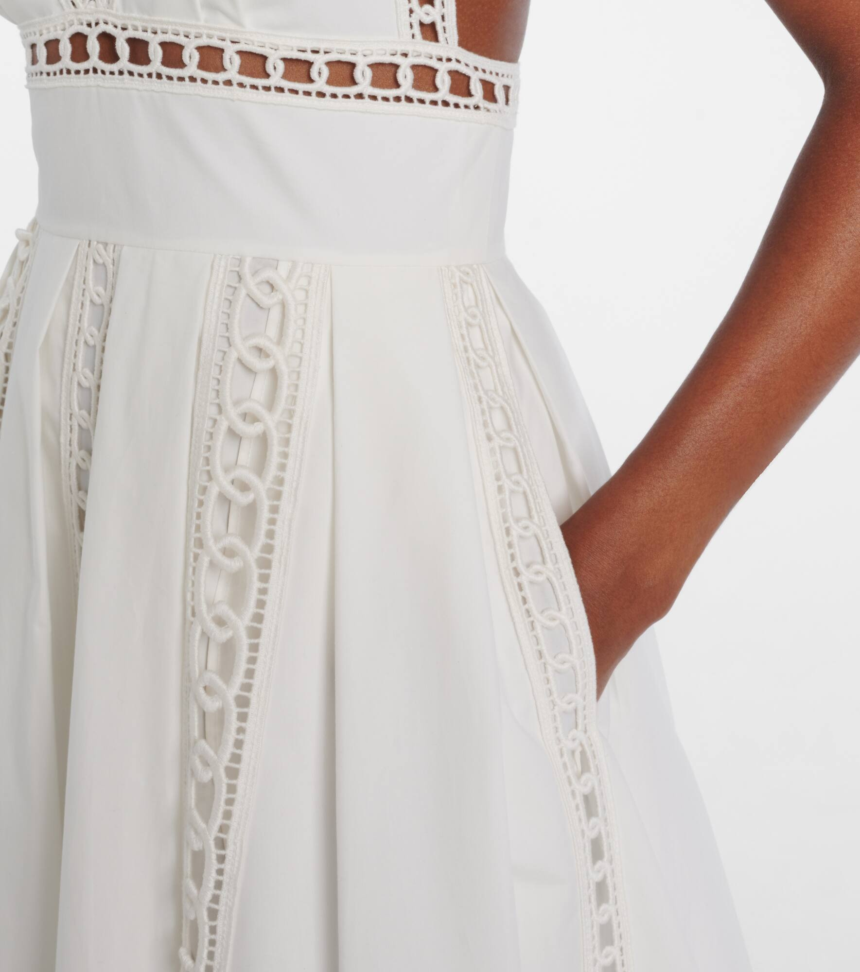Embroidered cotton-blend midi dress - 5