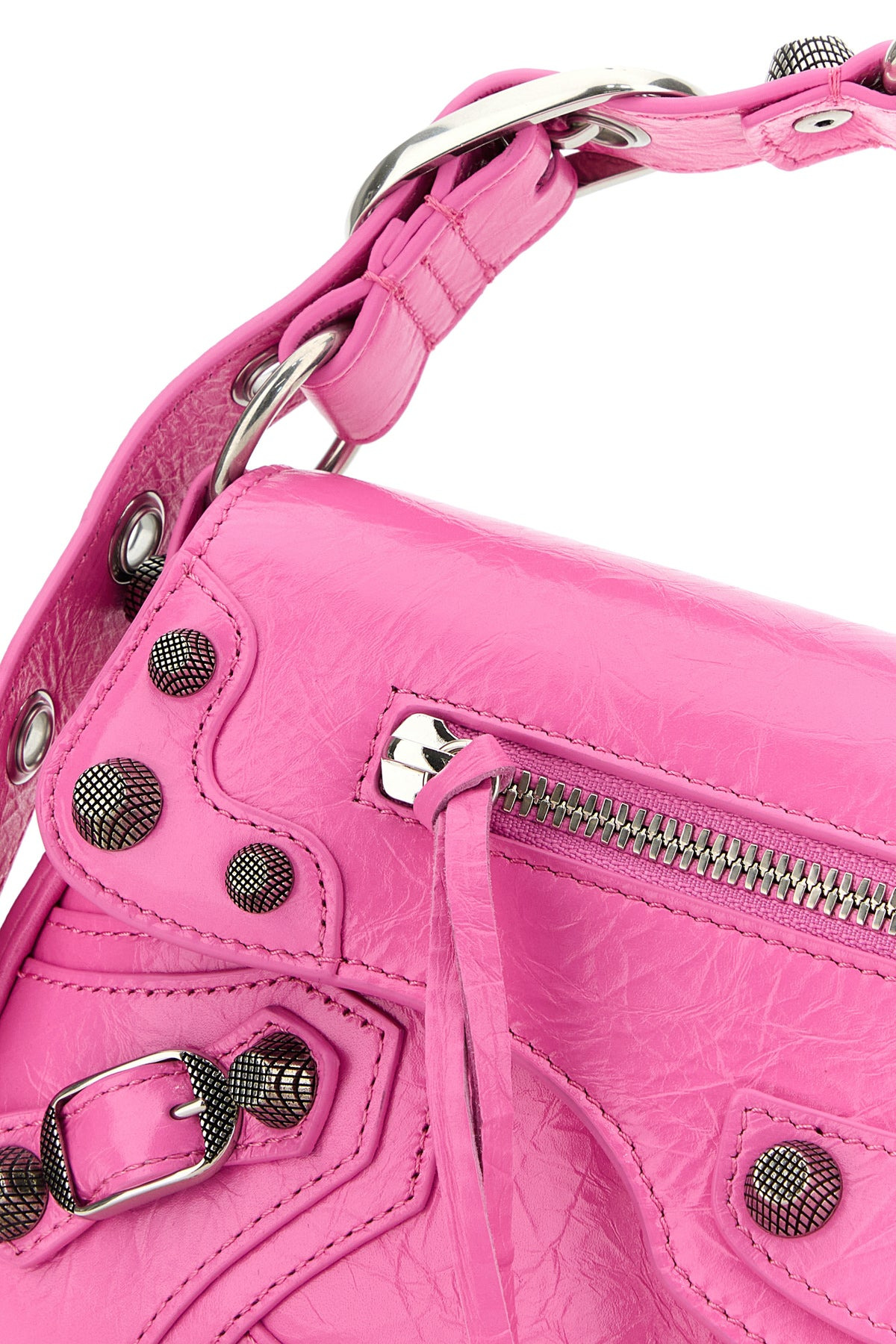 Fuchsia leather small Le Cagole Sling shoulder bag - 4