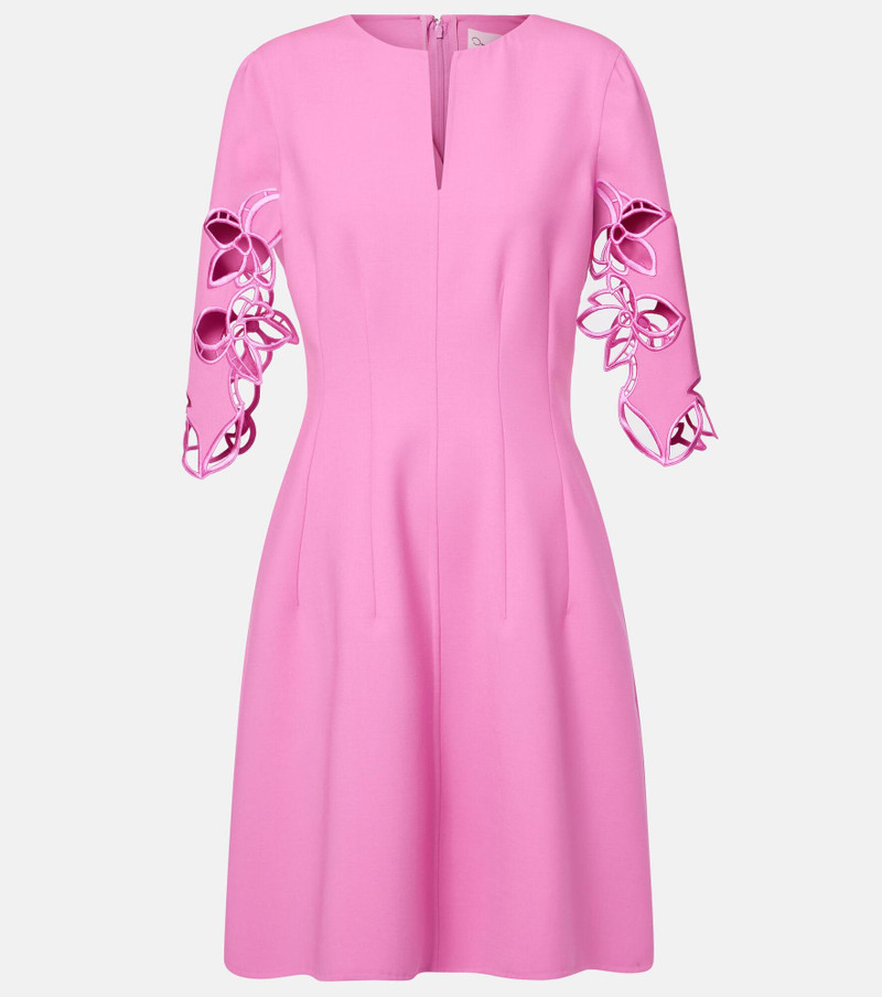 Embroidered wool-blend lace midi dress - 1