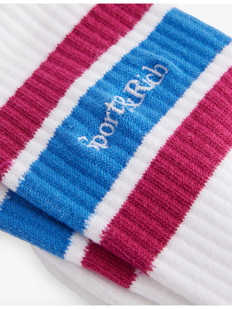 Sporty & Rich Serif Logo Striped Stretch-Cotton Blend Socks outlook