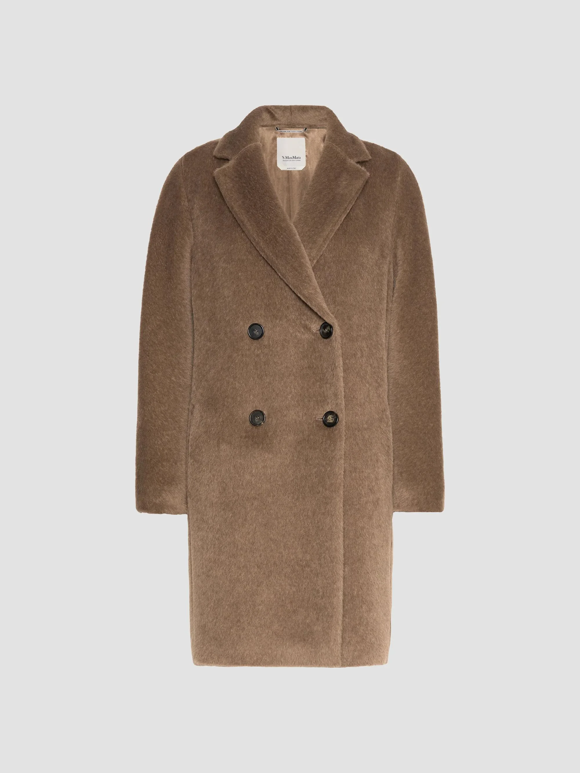 Women's Alpaca and Wool Midi Coat - Honey - 1
