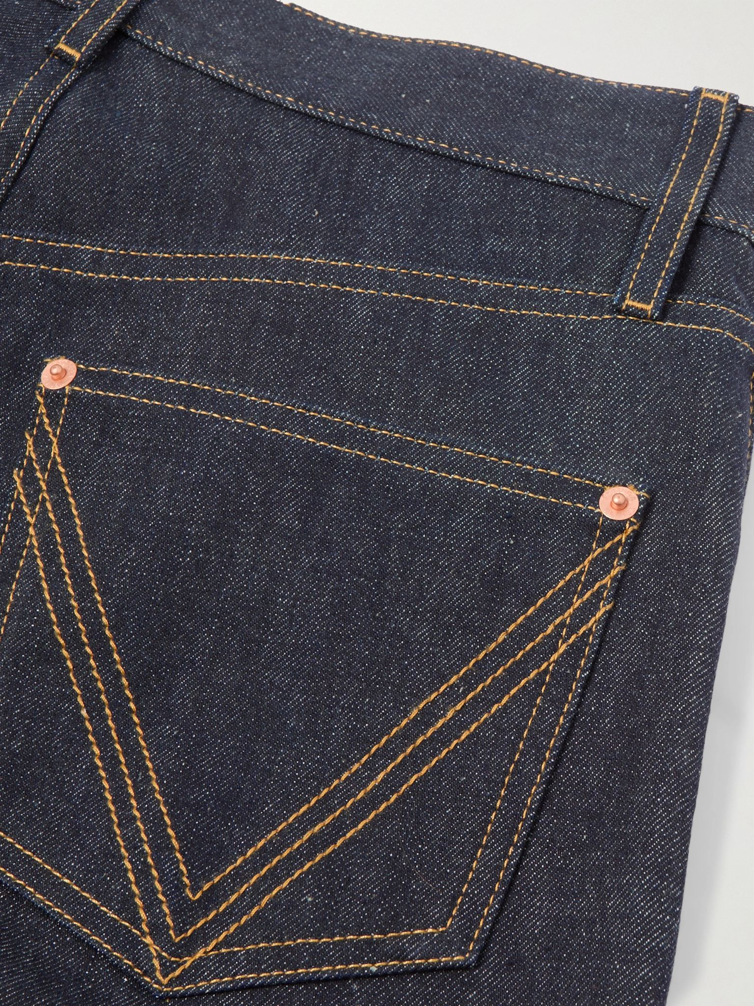 Intrecciato suede-trimmed high-rise straight-leg jeans Blue - 6