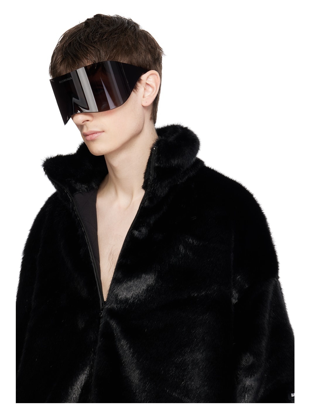 Black Mask Rectangular Sunglasses - 4