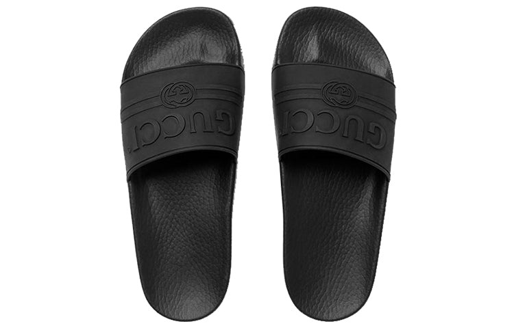 (WMNS) Gucci Logo Rubber Slide 'Black' 525140-JCZ00-1031 - 4