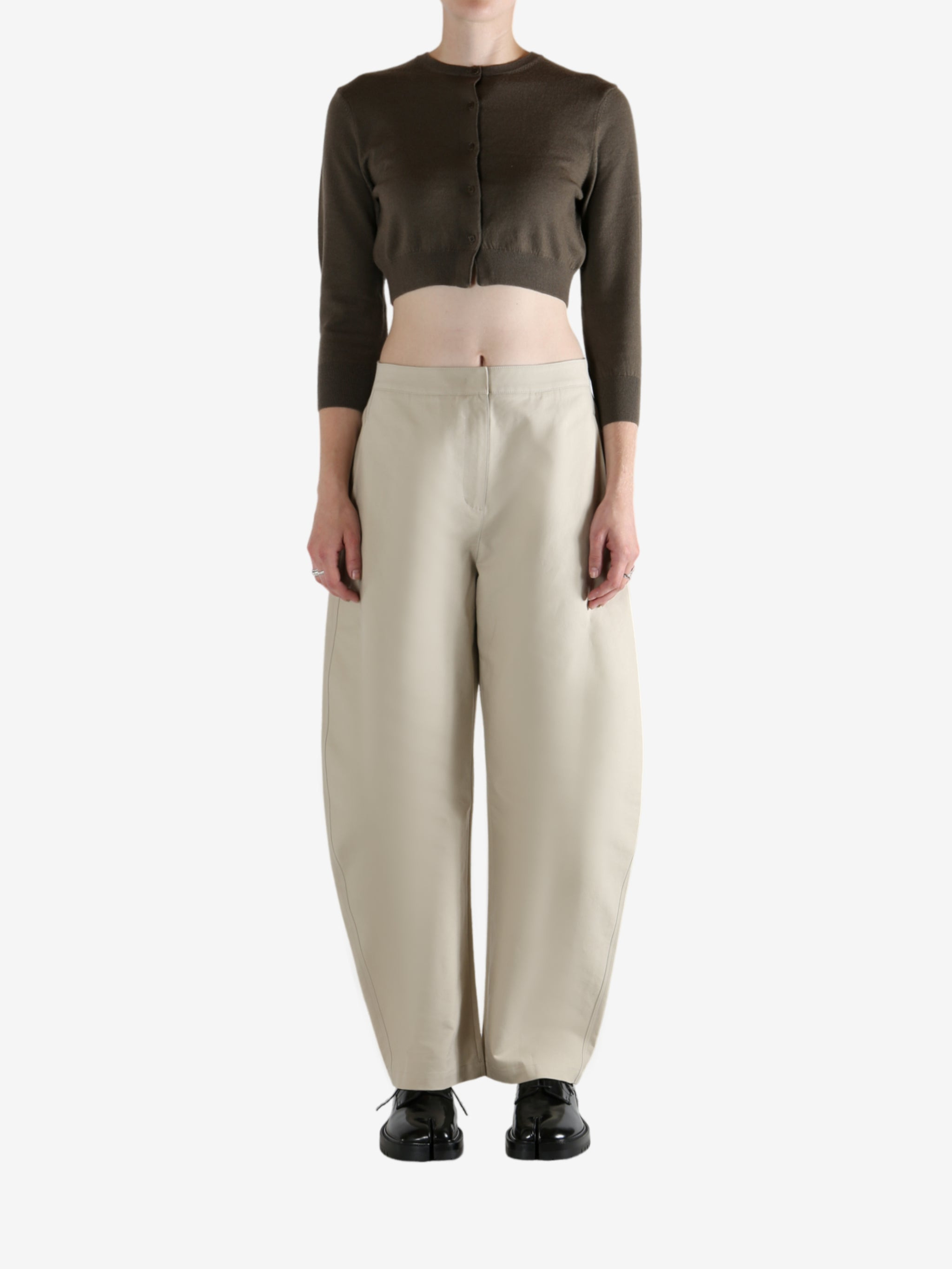AMOMENTO - Women Round Neck Crop Cardigan - 4