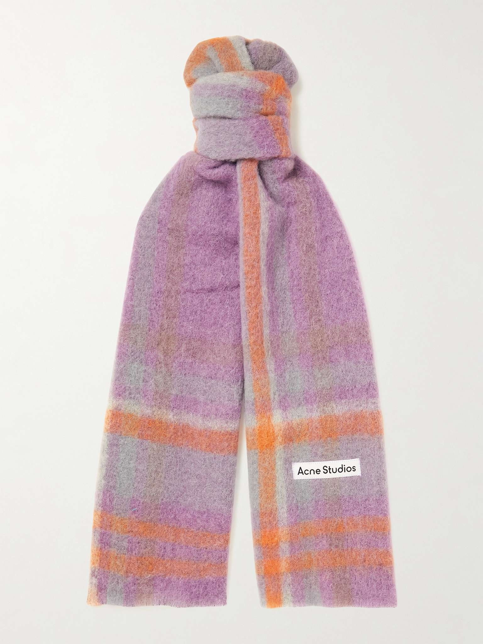 Logo-Appliquéd Checked Textured-Knit Scarf - 1