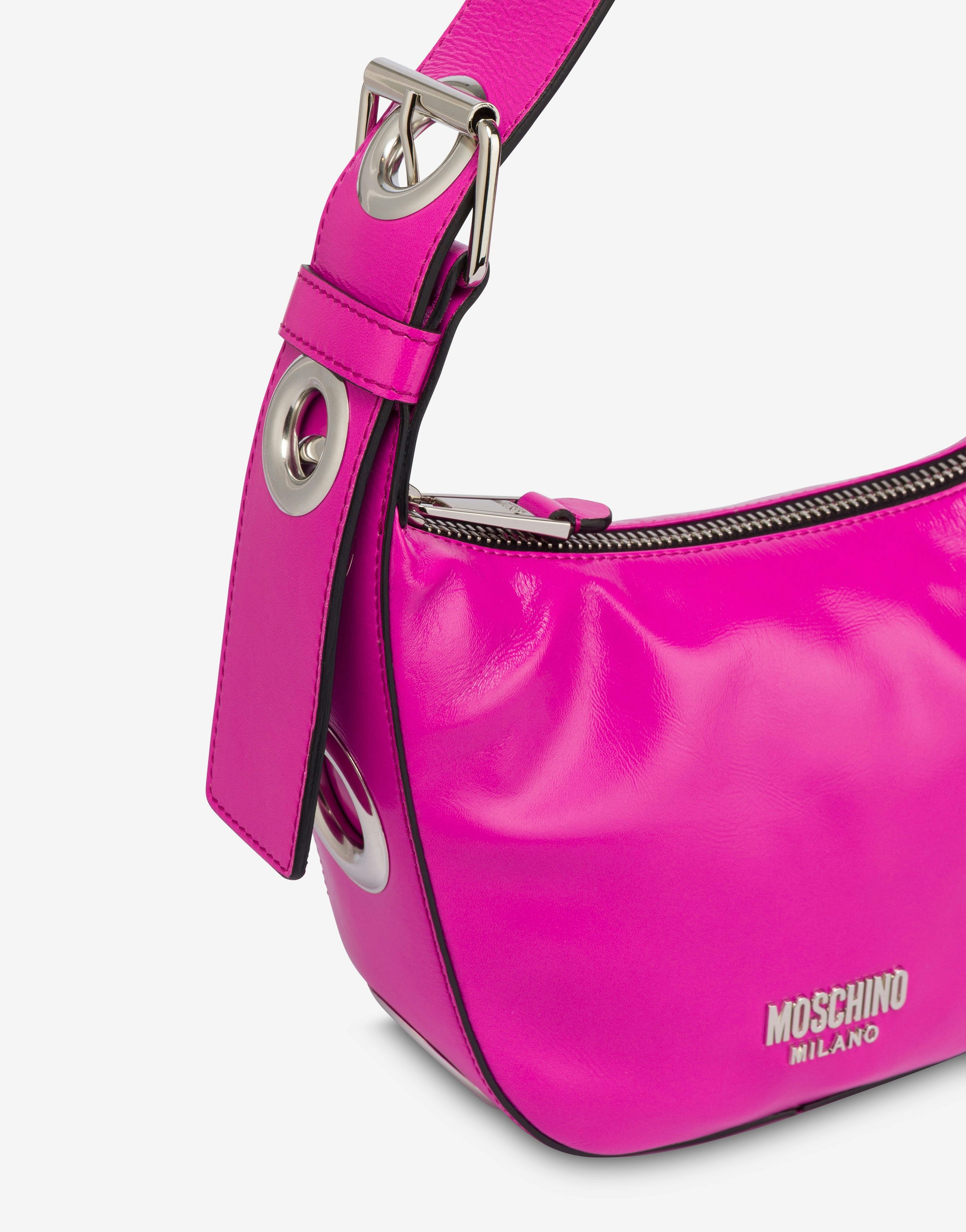 MOSCHINO EYELETS PATENT LEATHER HANDBAG - 4