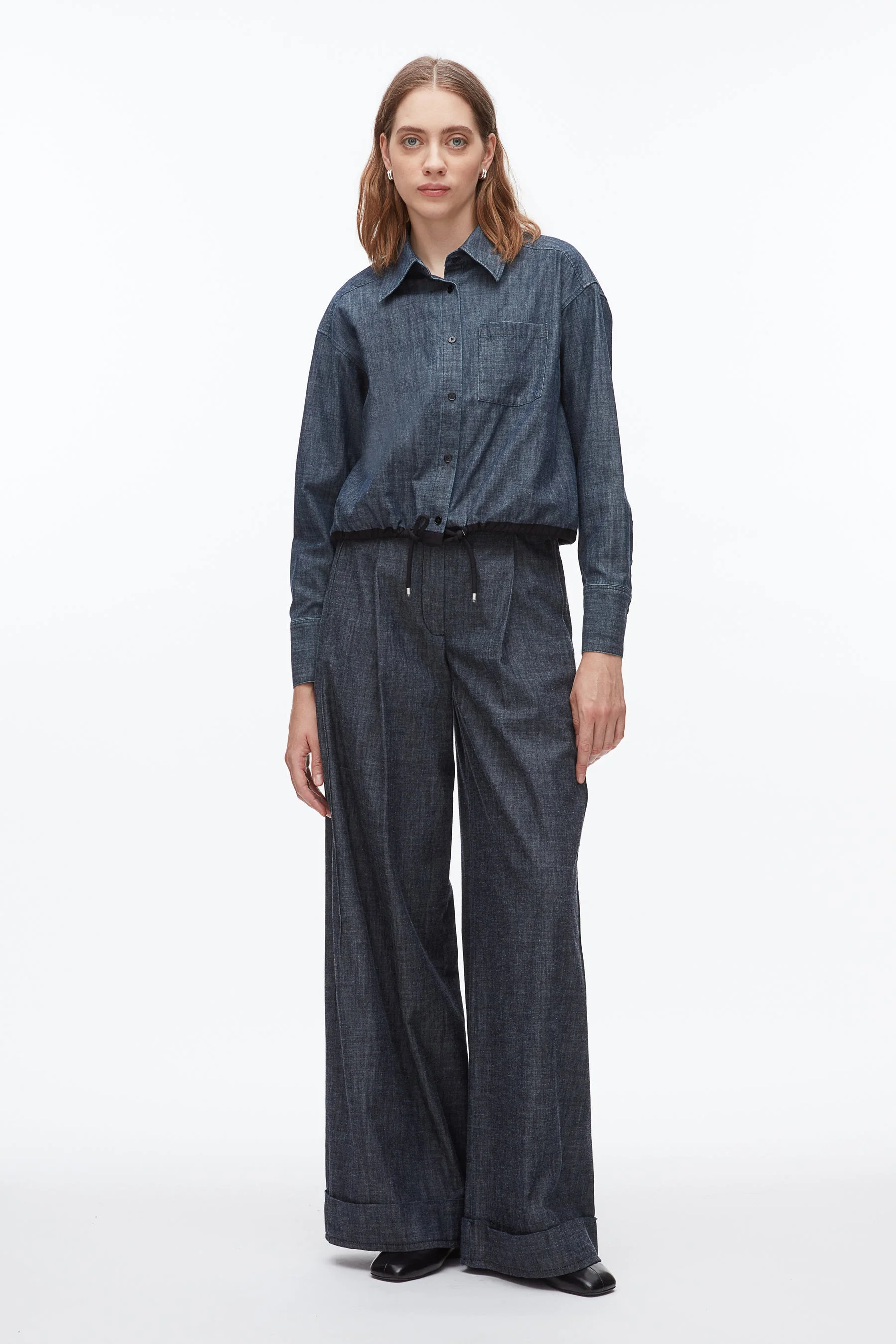 Cropped Chambray Shirt - 1