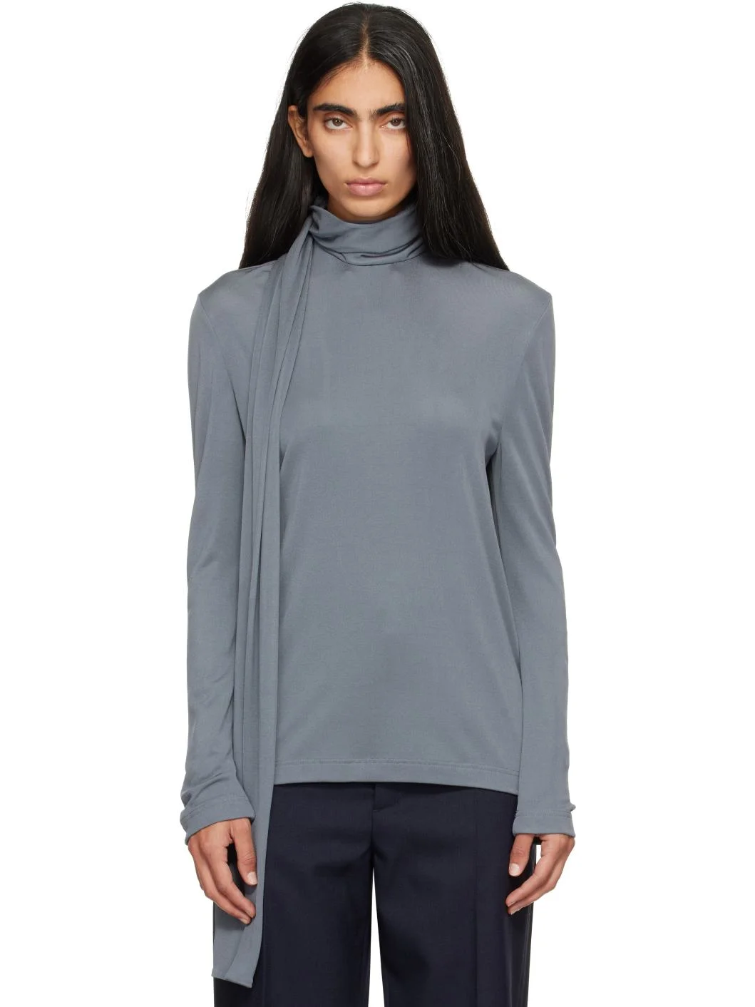 Gray Viscose Jersey Top - 1