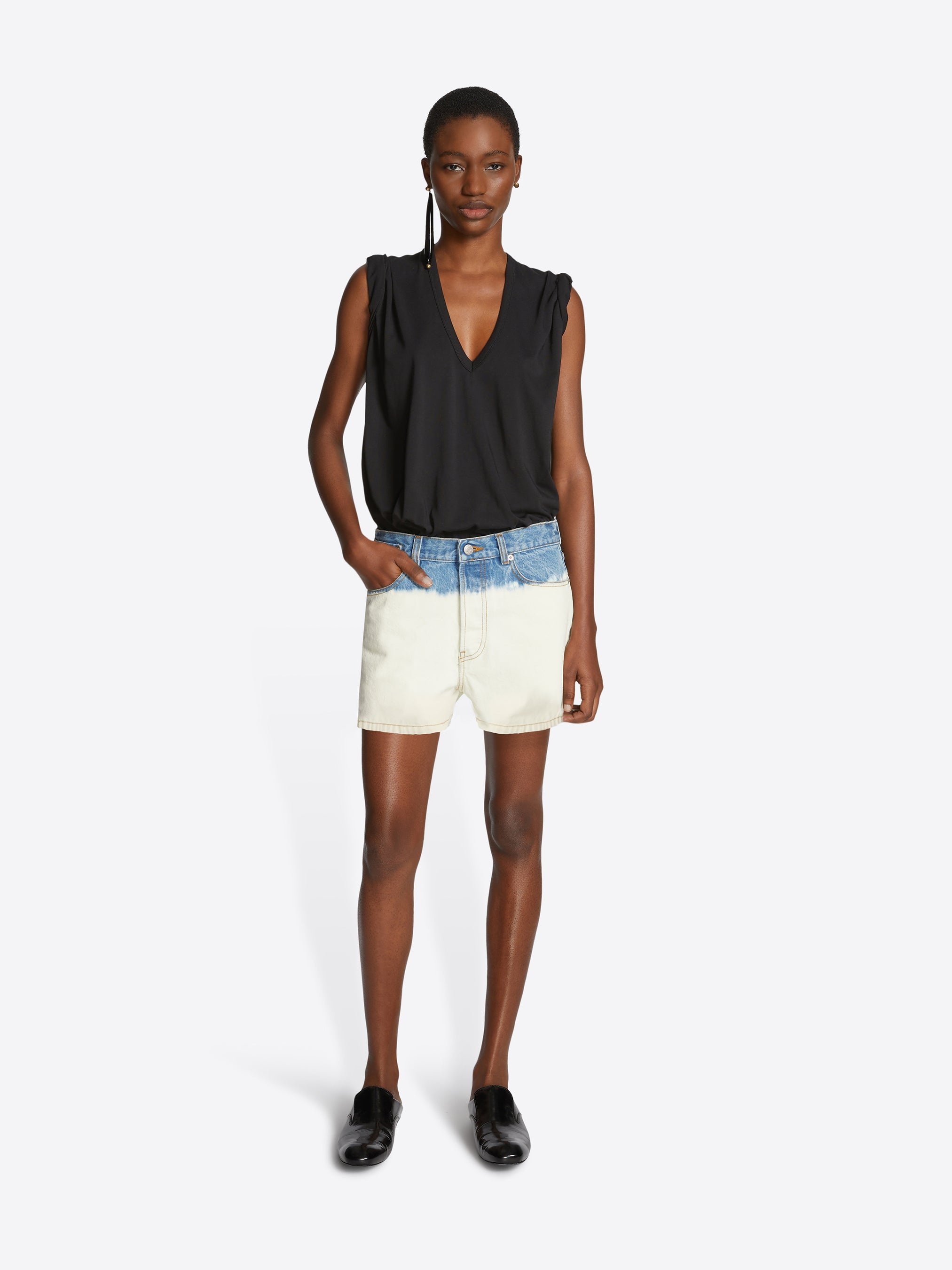 BLEACH DENIM SHORTS - 2
