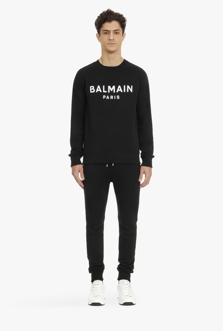 Black eco-designed cotton sweatshirt with silver Balmain logo print - 4