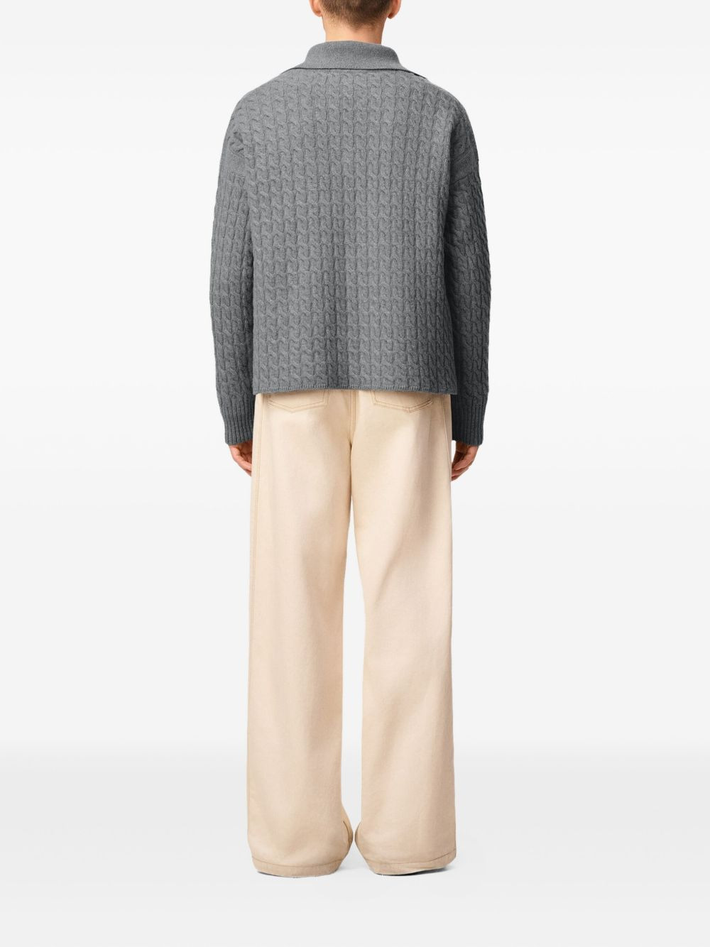 cable-knit wool polo shirt - 4
