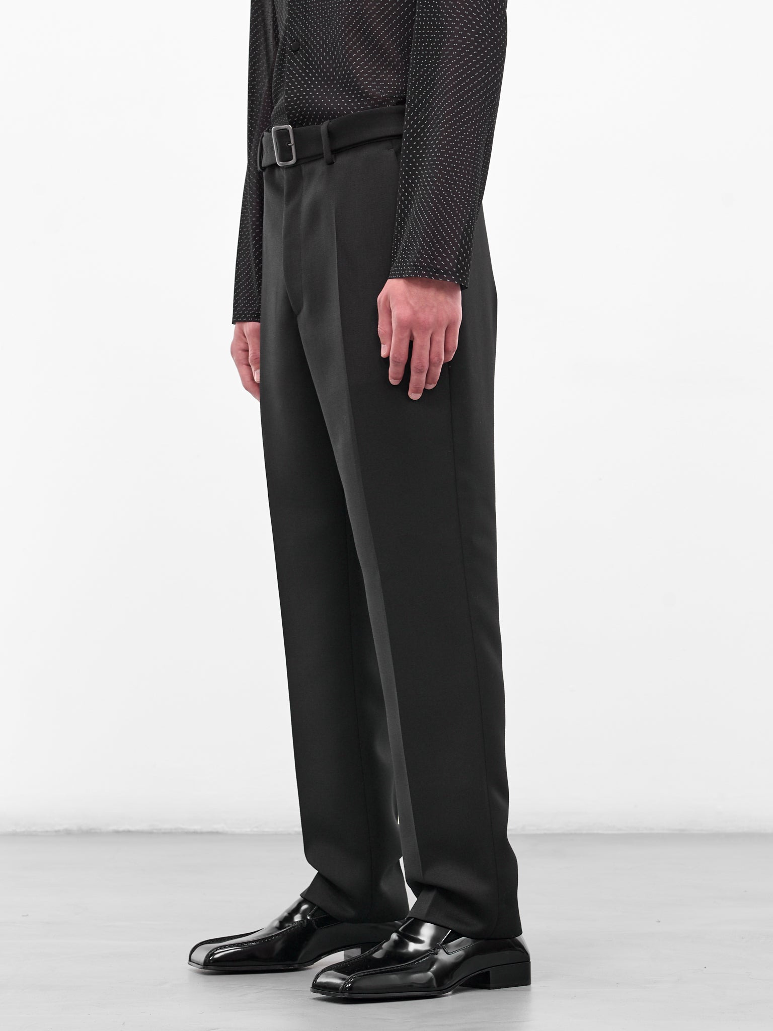 Black Belted Suiting Trousers - 2