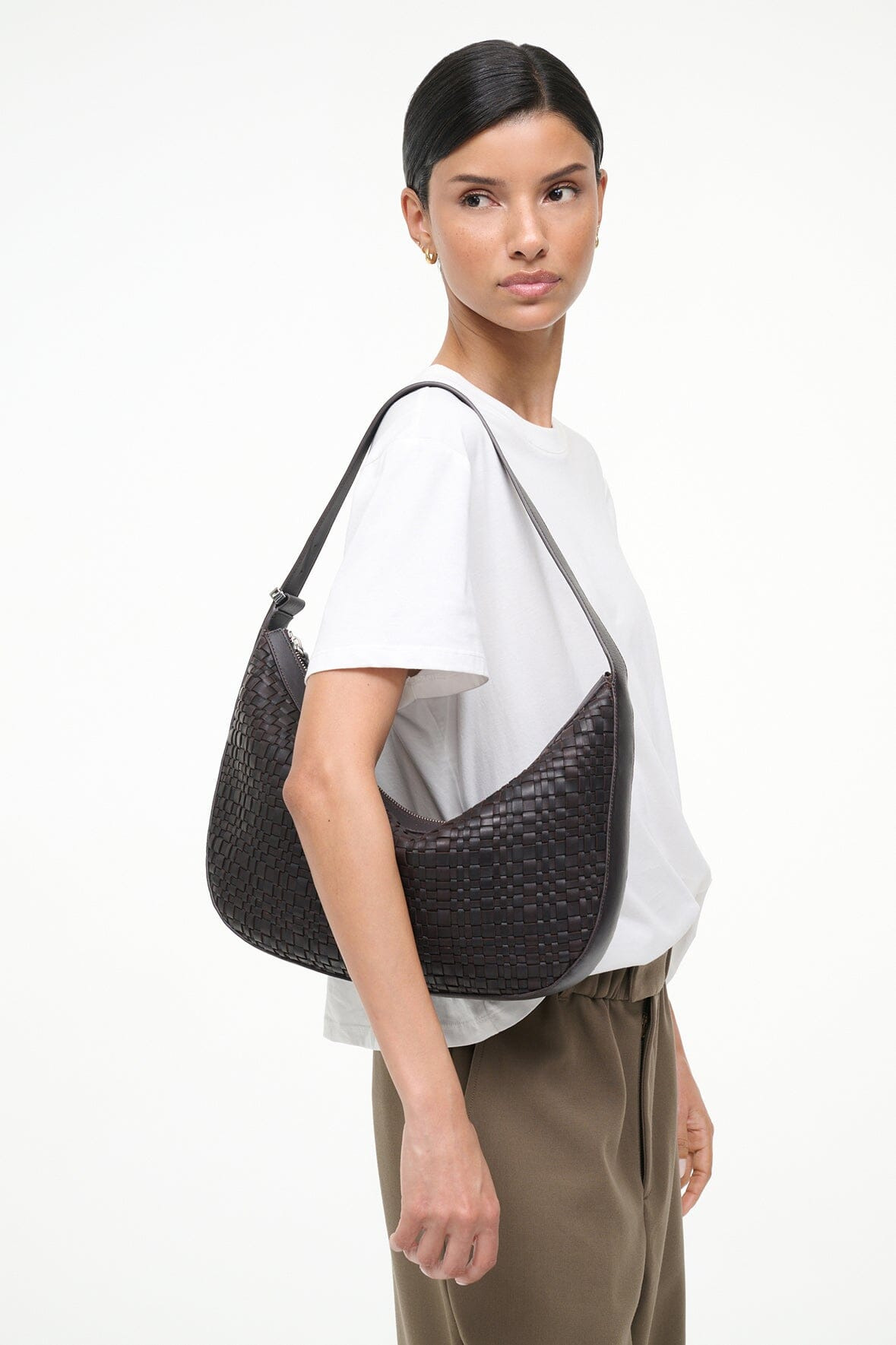 STAUD LARGE DEMY SHOULDER BAG ESPRESSO WOVEN - 2