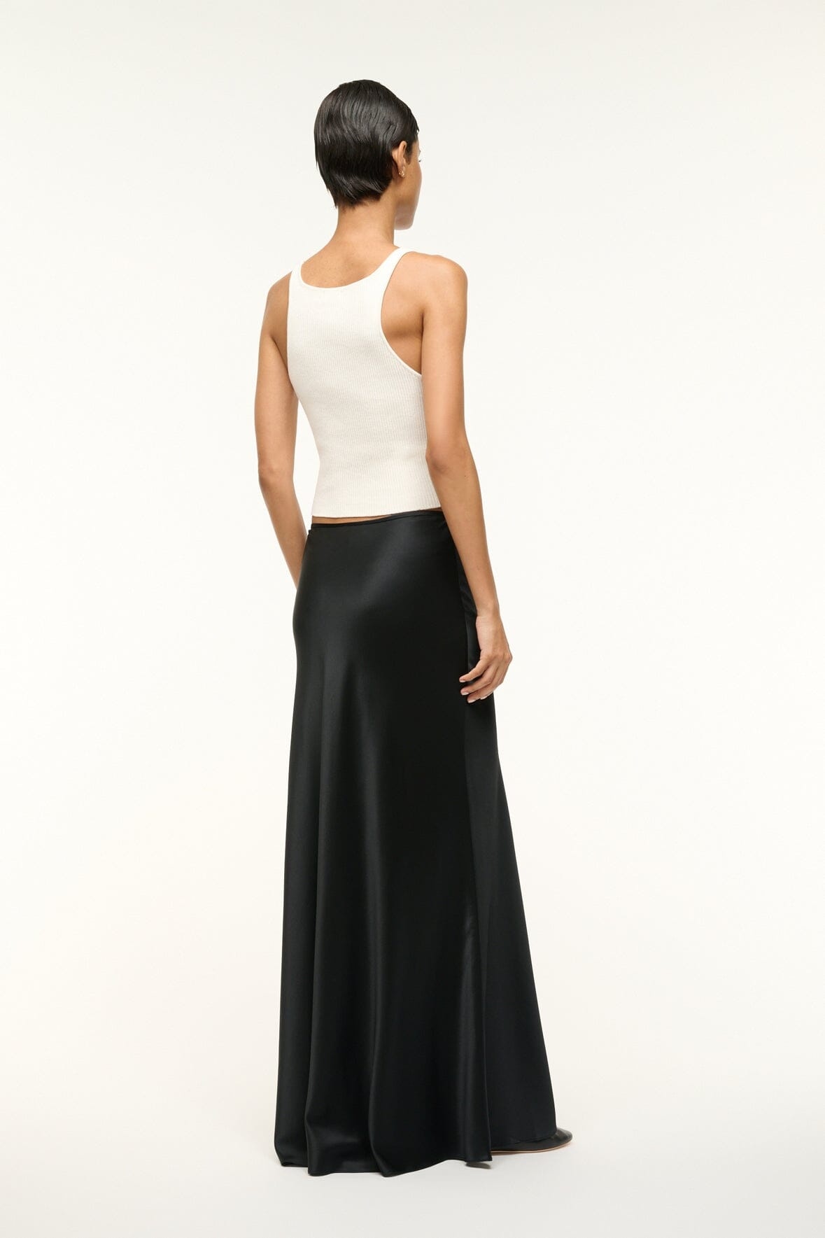 STAUD STAUD ODIN SILK SKIRT BLACK | REVERSIBLE