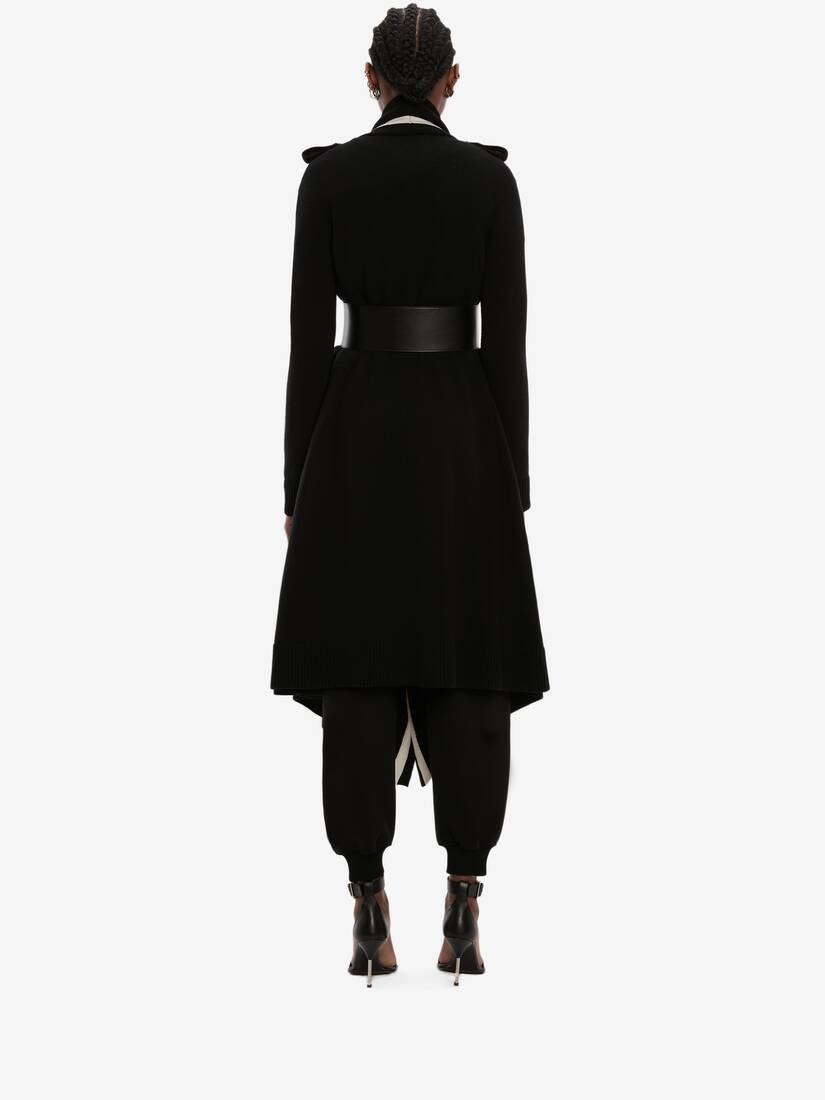 Military Knit Coat in Black/ivory - 4