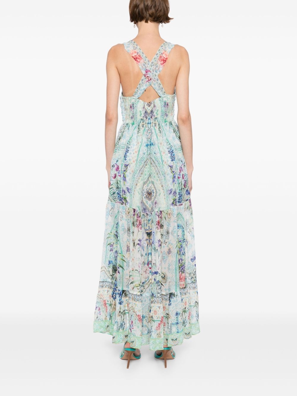 bead-strap gathered panelled dress - 4