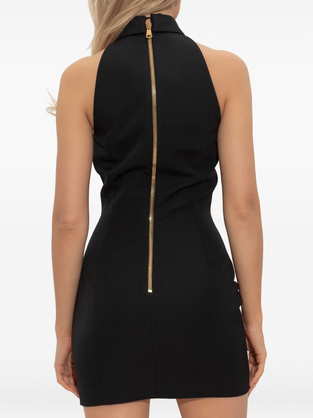 halterneck buttoned mini dress - 4
