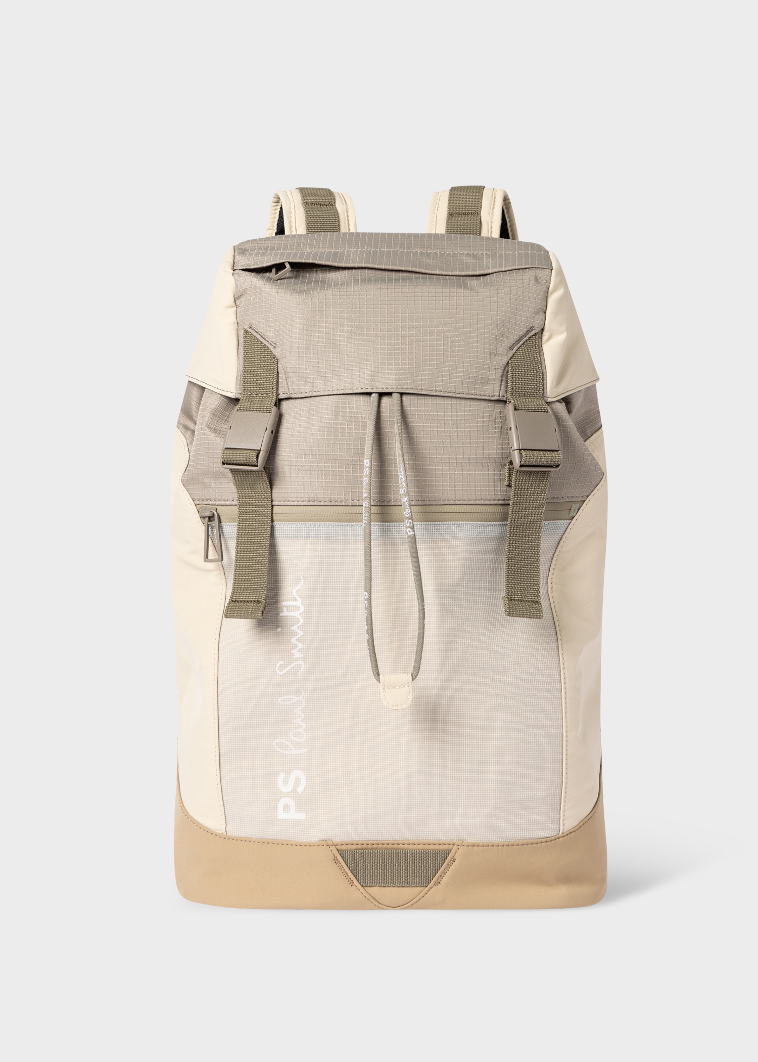 Beige Ripstop Panel Backpack - 1