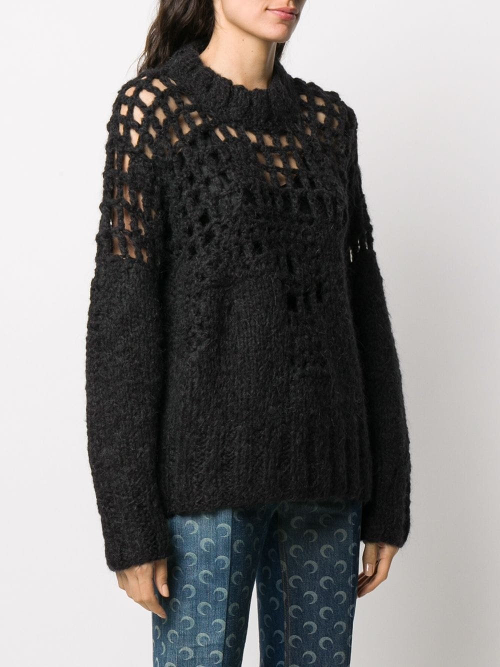 open knit crew neck jumper - 3