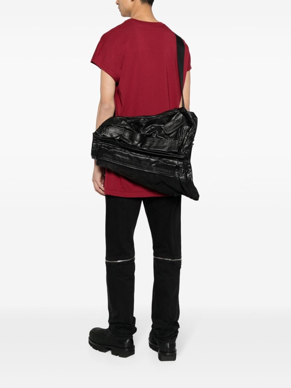 asymmetric leather messenger bag - 2