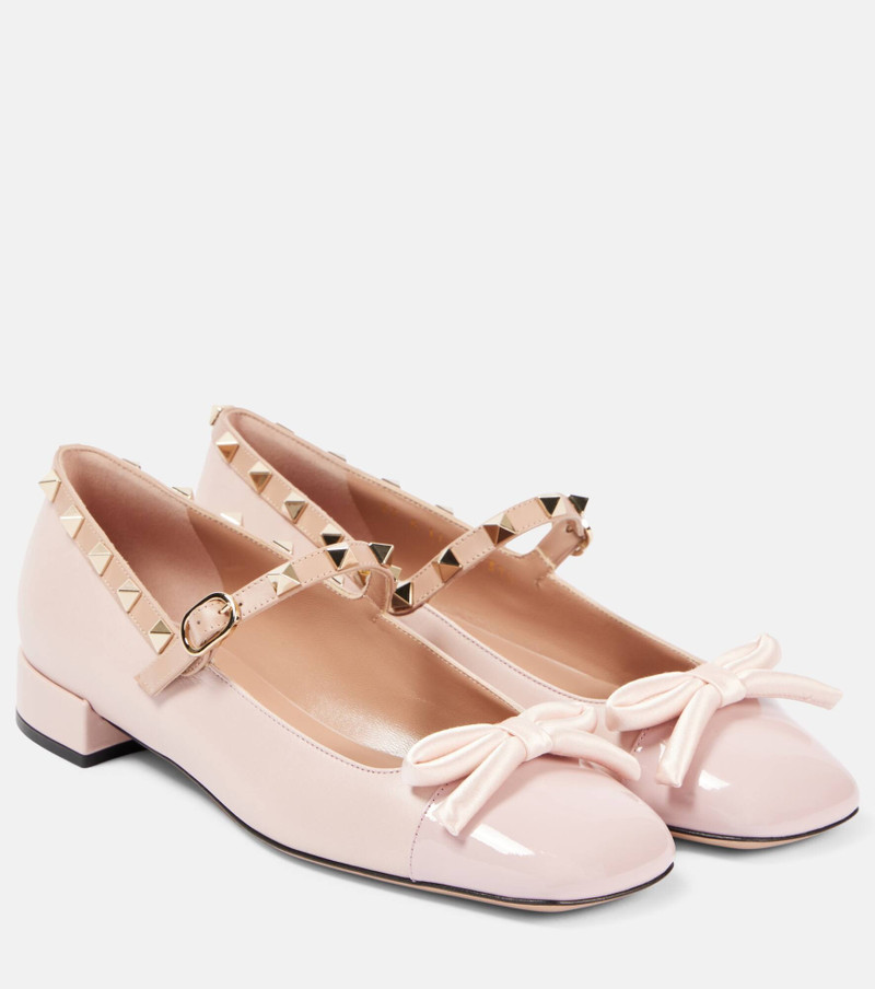 Rockstud Bow leather ballet flats 1