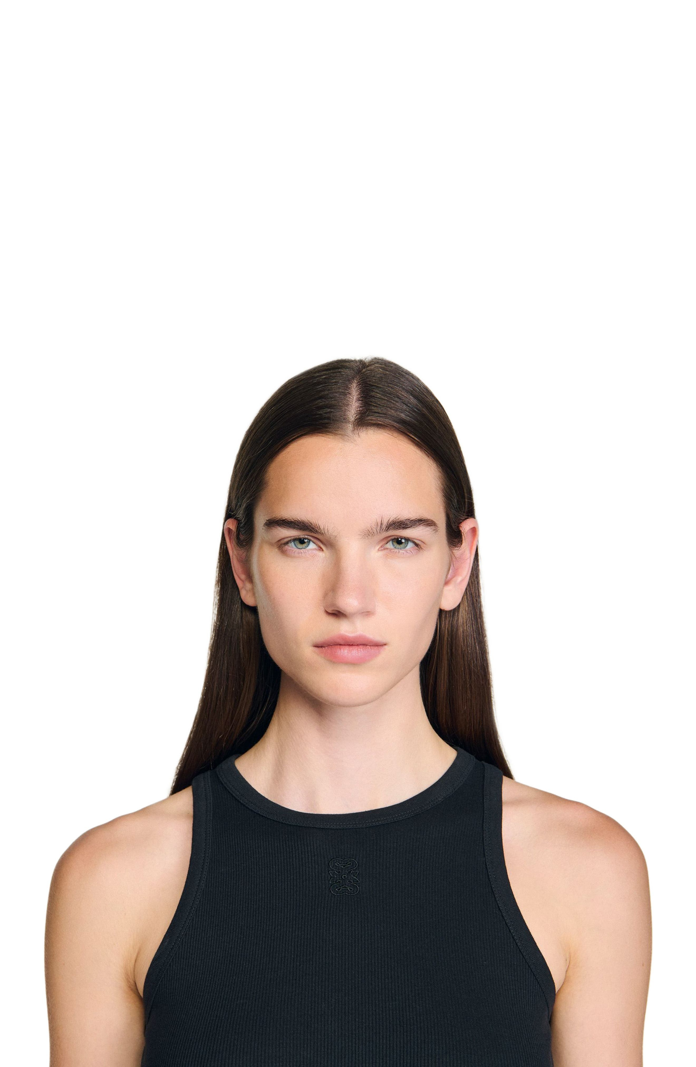 SANDRO Embroidered vest top in Black at Nordstrom - 3