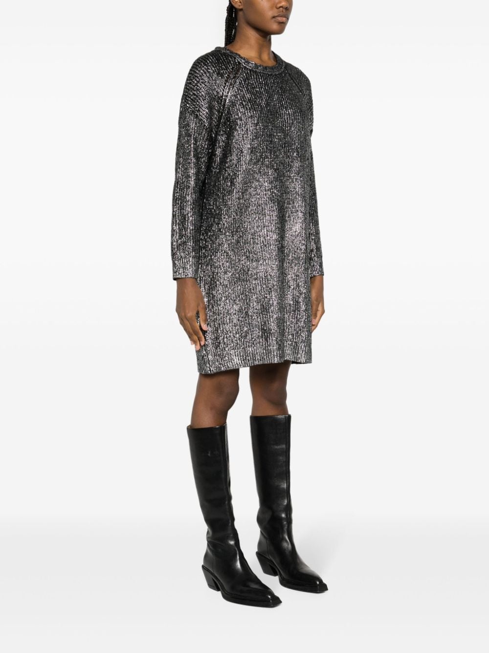 metallic-finish sweater dress - 3