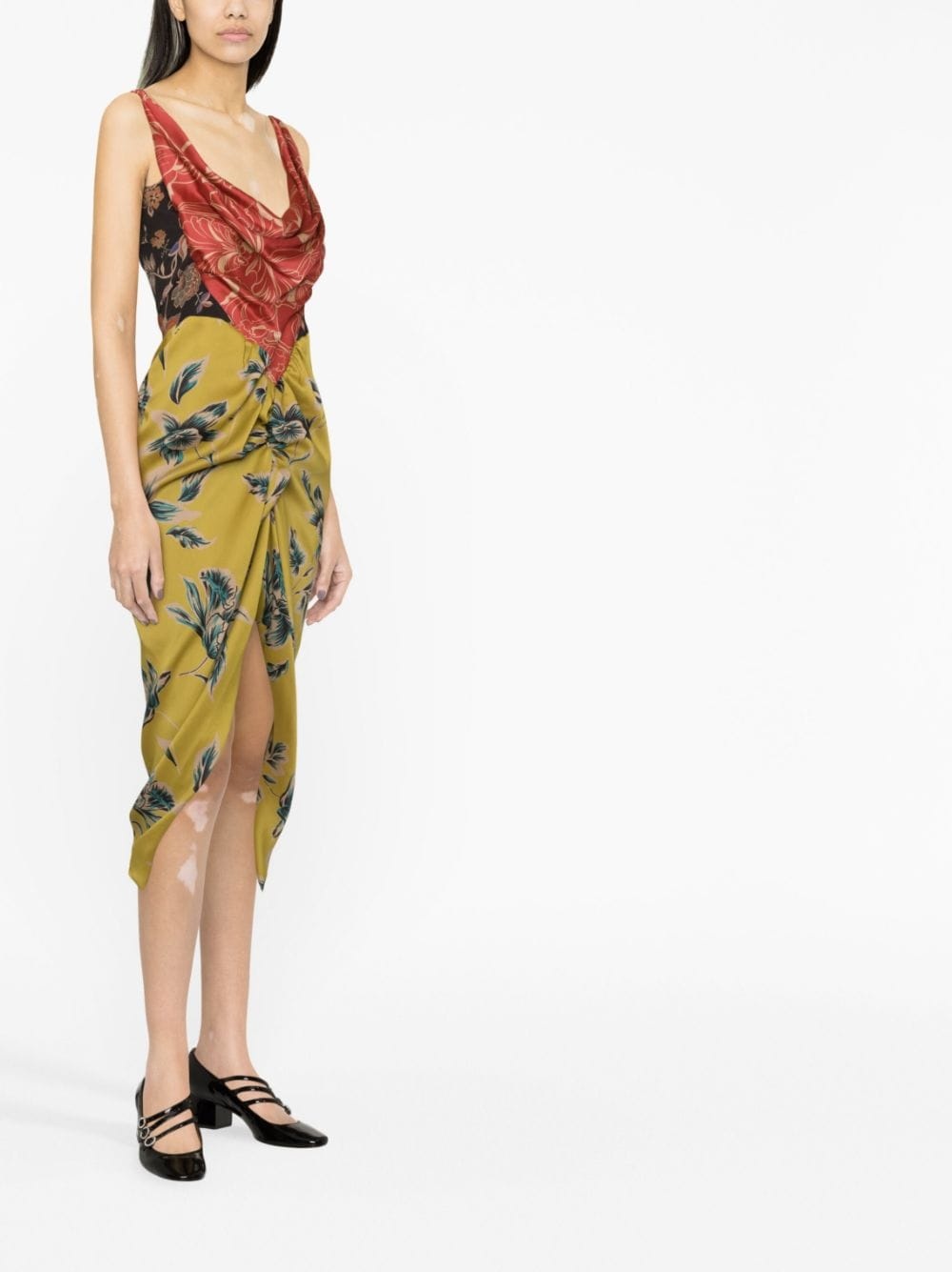 Panther floral-print sleeveless midi dress - 2