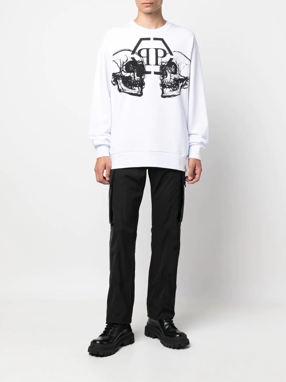 skull-print cotton sweatshirt - 2