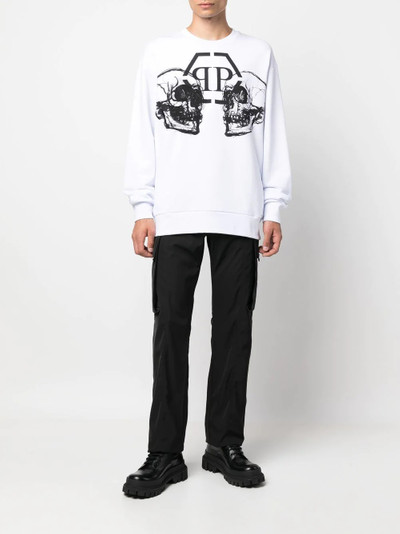 PHILIPP PLEIN skull-print cotton sweatshirt outlook