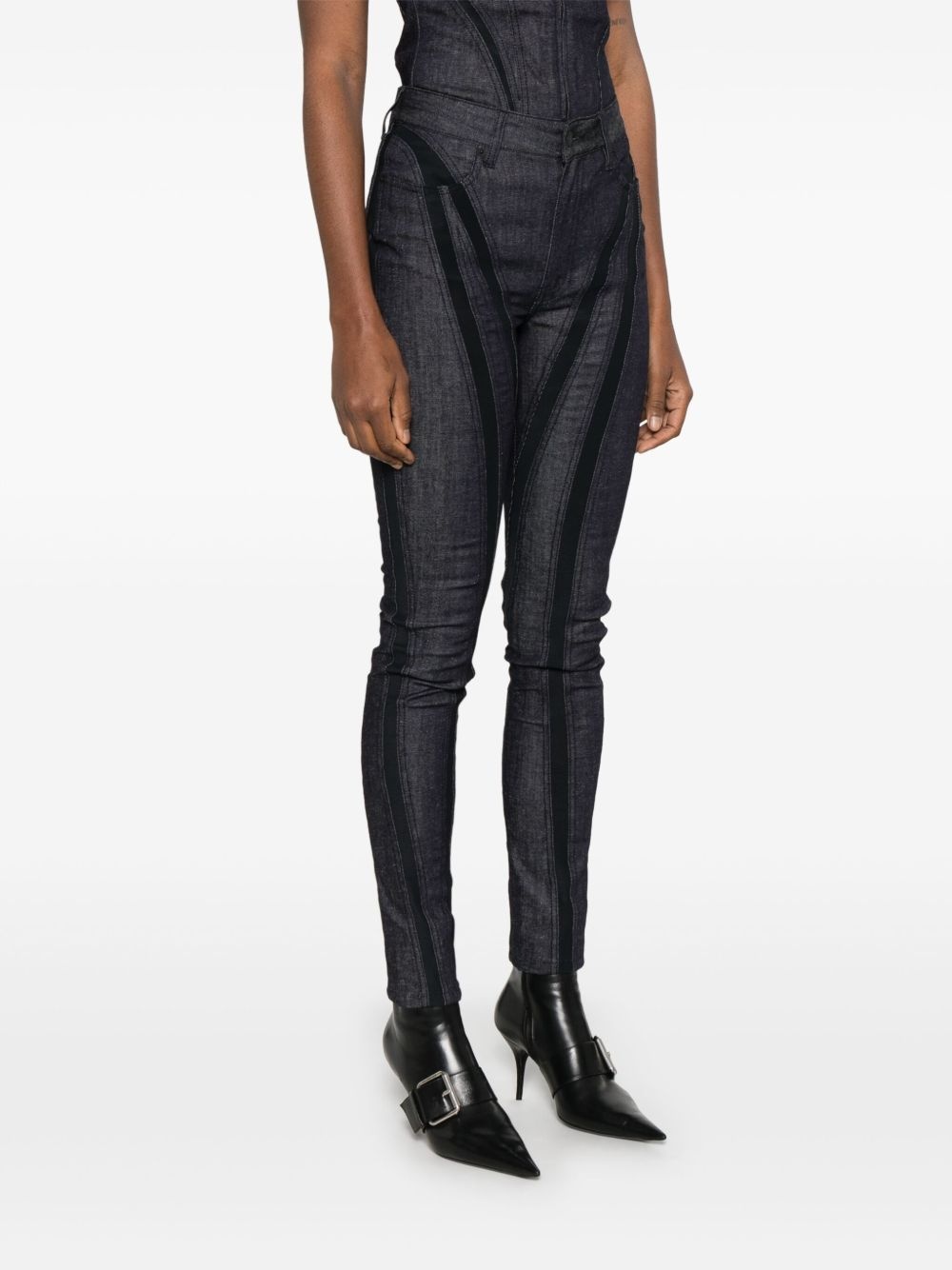 mesh-panel skinny jeans - 3