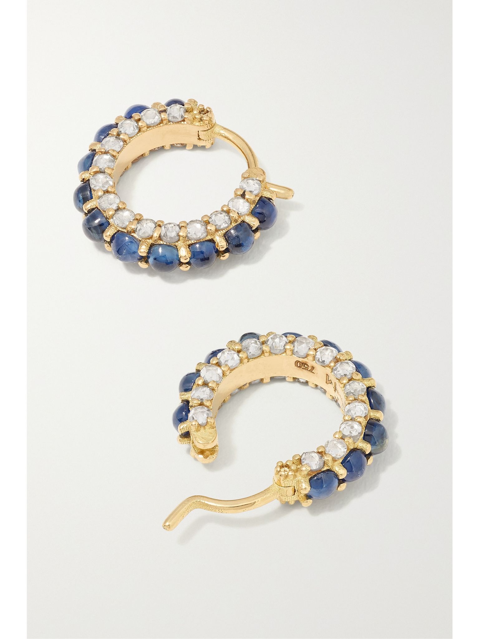 Streamflow 18-karat gold, sapphire and diamond hoop earrings Blue - 5