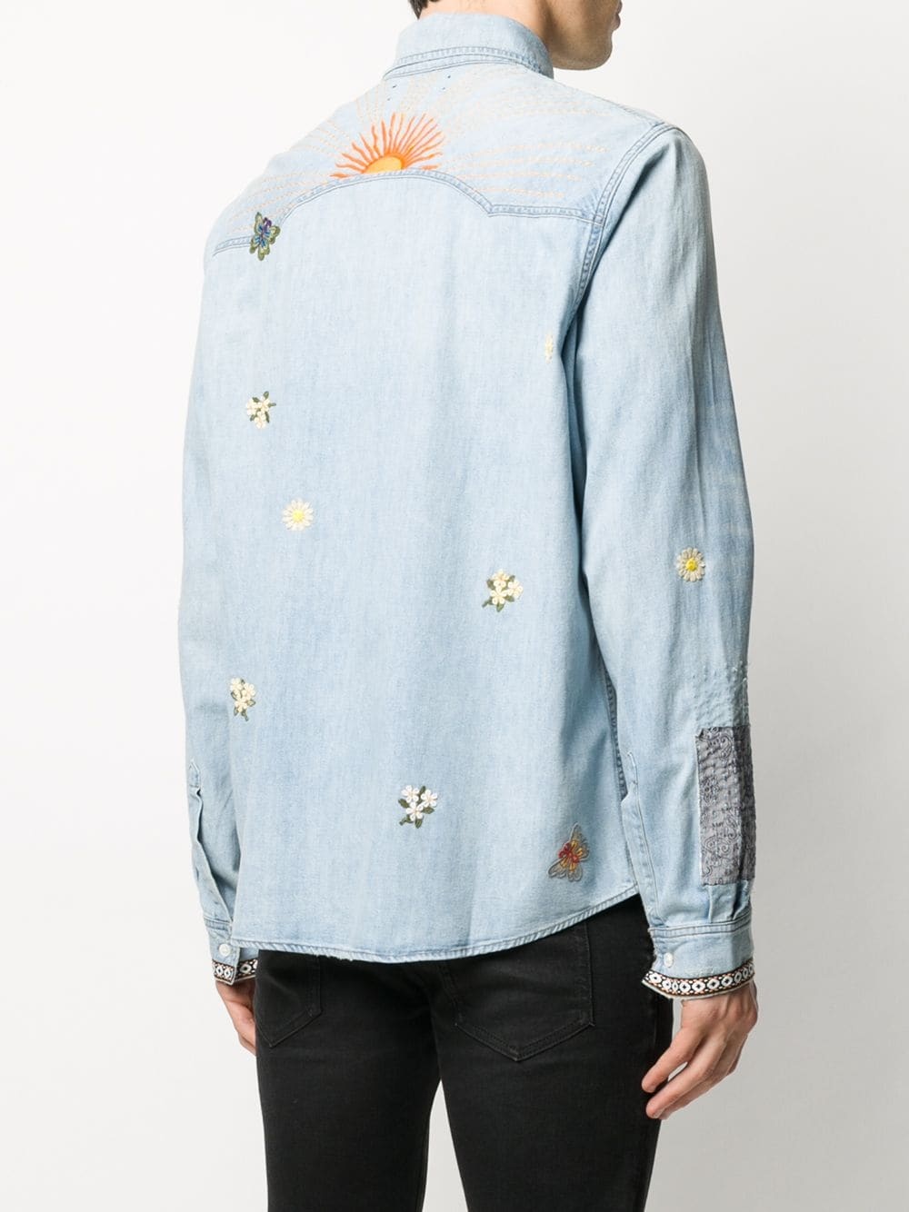 embroidered patchwork denim shirt - 4