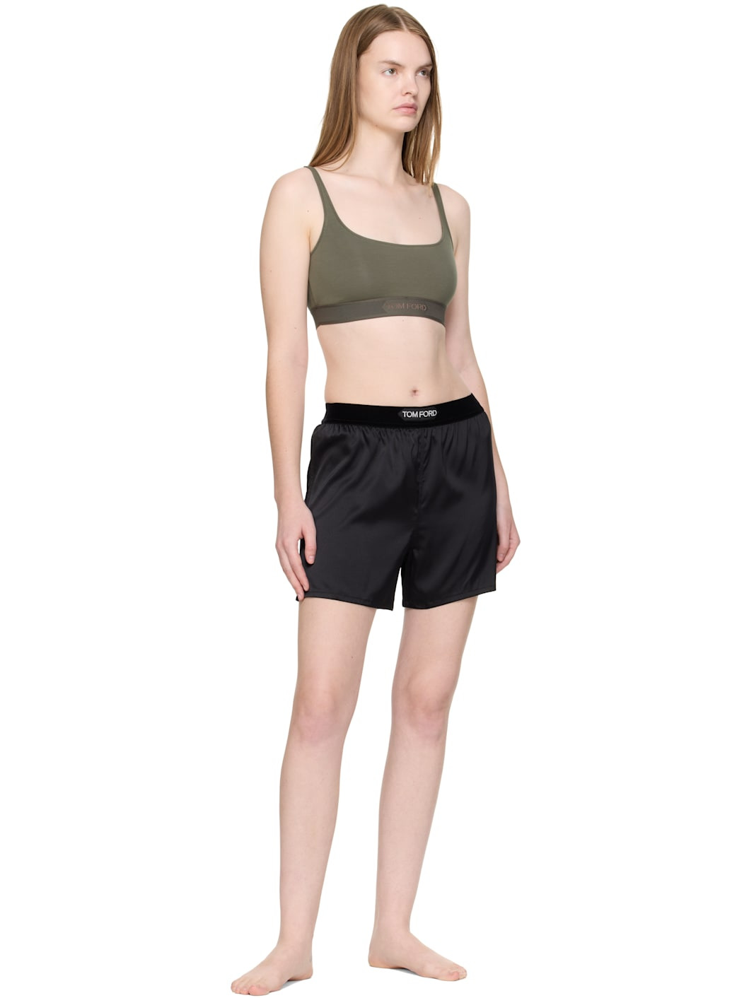 Black Stretch Silk Satin Boxer Shorts - 4
