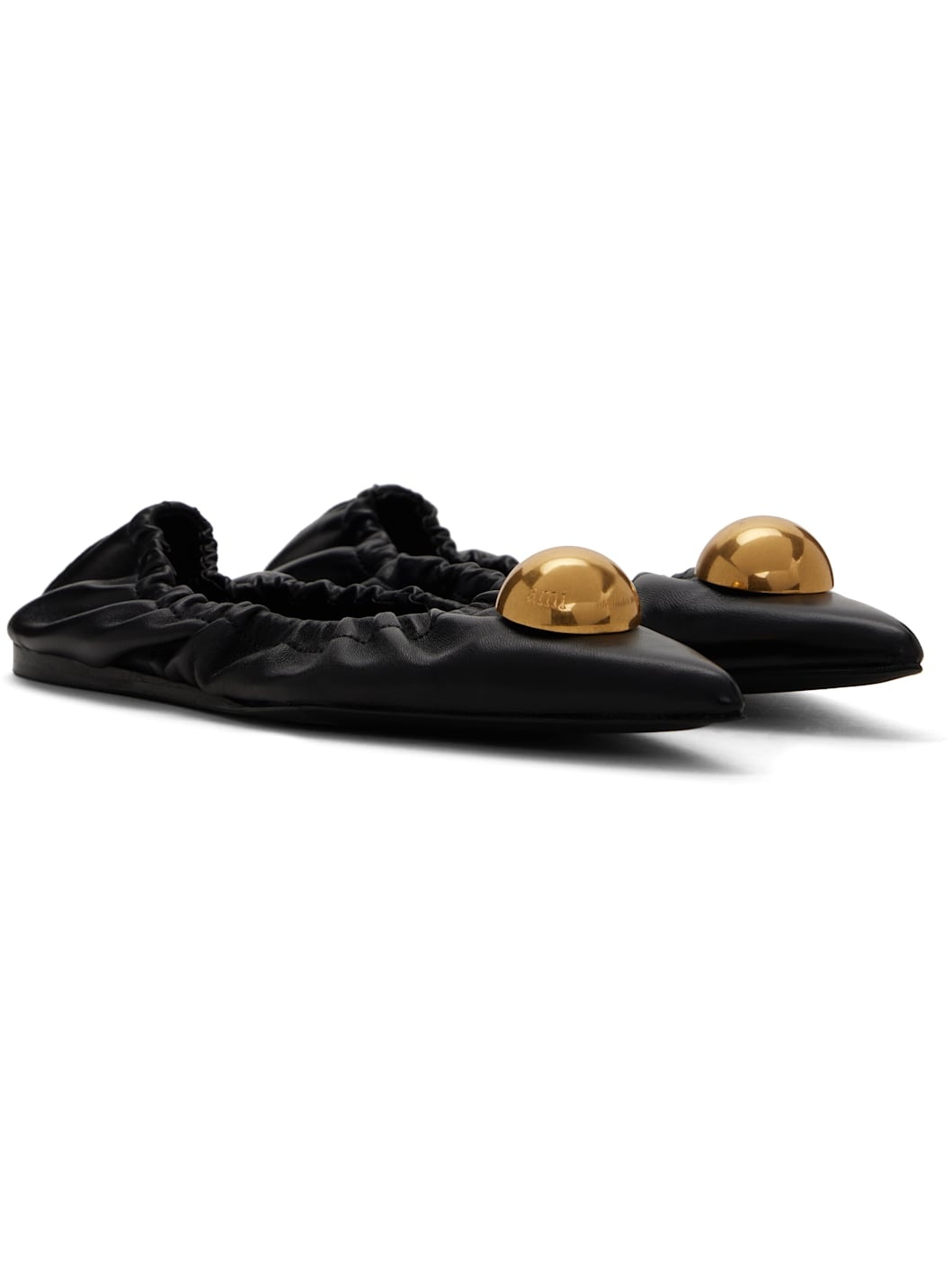 Black Embellished Pointed Toe Ballerina Flats - 4