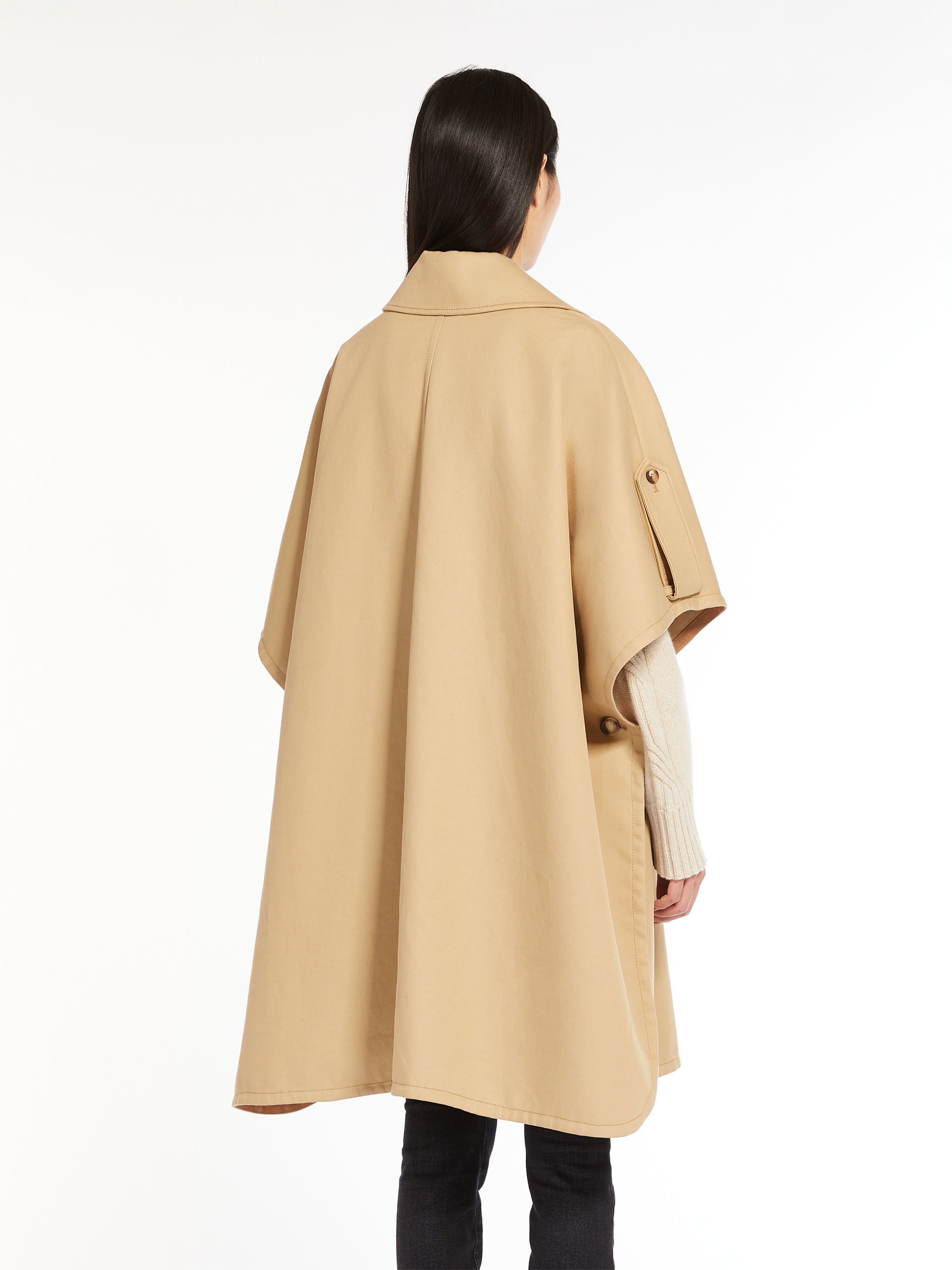 Double-breasted cape in water-resistant cotton - 4