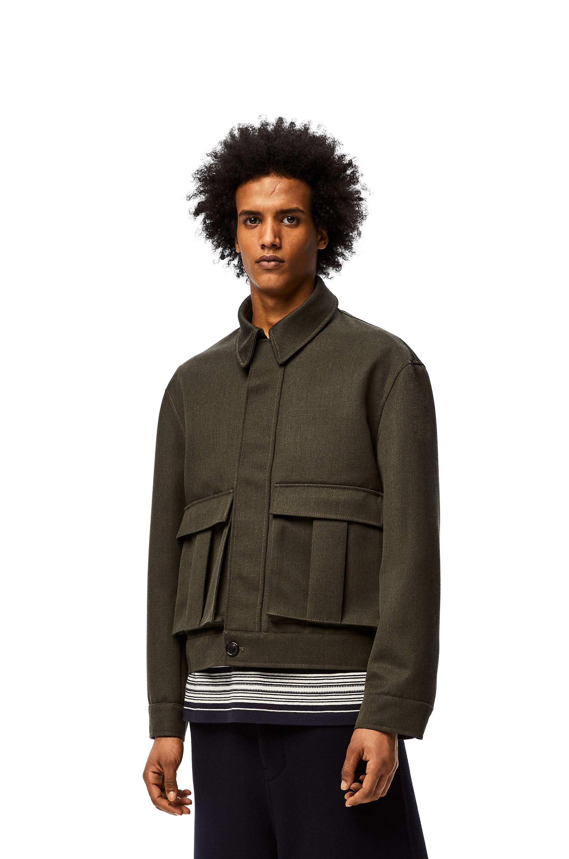 Patch pocket zip jacket in wool - 3