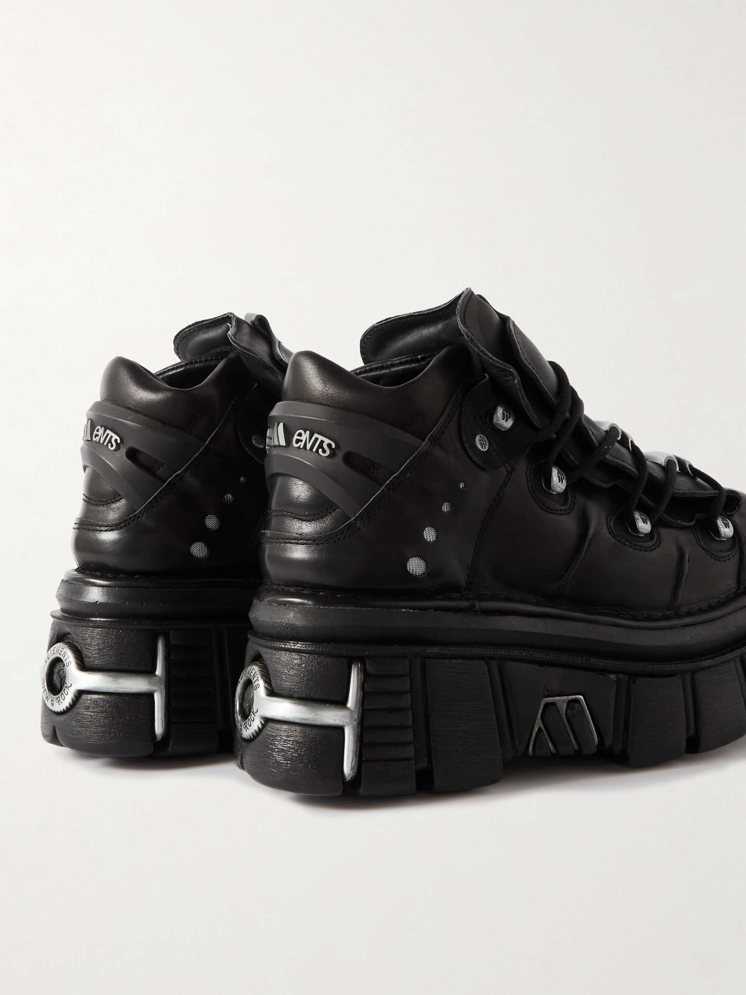 + New Rock Embellished Leather Platform Sneakers - 5