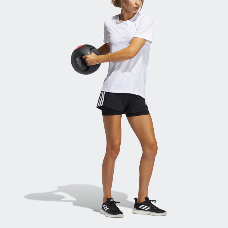 adidas (WMNS) adidas Pacer 3s 2 In 1 Training Sports Shorts Black GL7686 outlook